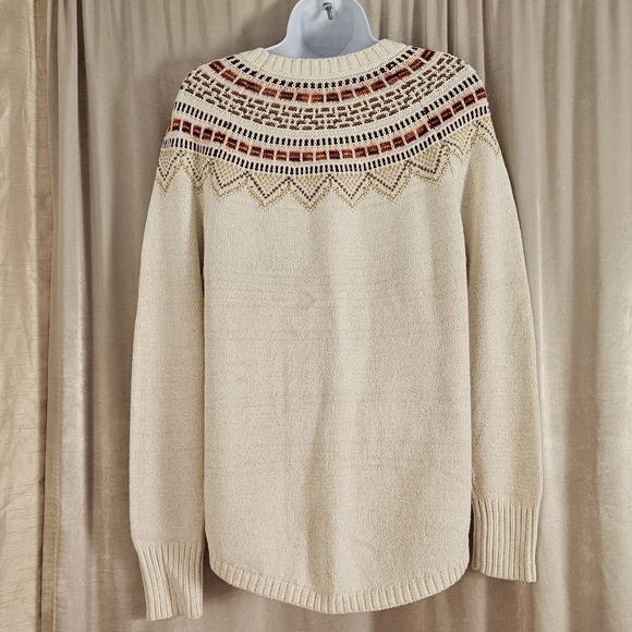NWT LOFT cream & tan Fair Isle sweater Womens Large - Picture 8 of 8